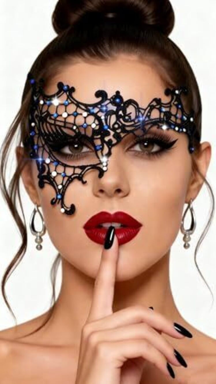 4742 Rhinestone Masquerade Mask Crystal Lace Masks Costume Party Face Mask